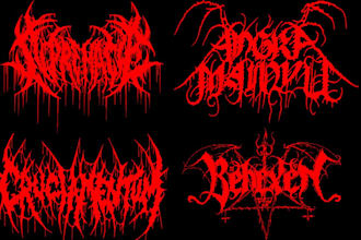 create black, death metal, grindcore deathcore band logo