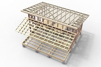 create 3d houses framing, timber frame, steel frame with wood structure design