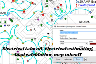 do electrical take off, electrical estimating, load calculation, mep takeoff