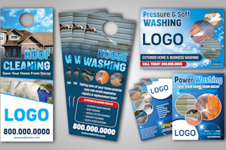design door hanger, flyer, postcard for real estate, cleaning, pressure washing