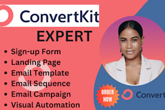 setup email automation, campaigns, sequence, ab testing on convertkit