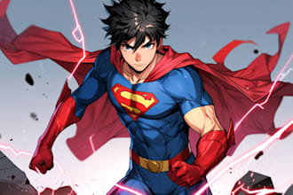 draw you as a anime manga superhero