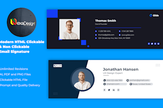 create a modern and trendy HTML clickable and non clickable email signature
