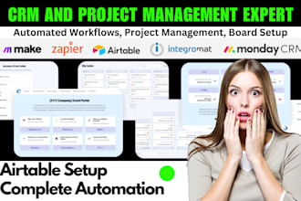 setup make com, made com, integromat, zapier integrations, airtable, monday crm