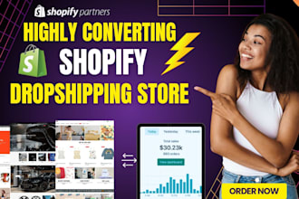 design converting automated shopify dropshipping store, shopify website