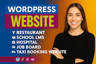 create restaurant, school lms, hospital, job board or taxi booking website