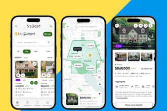 build real estate app and website, property listing buy sell rent classified ads