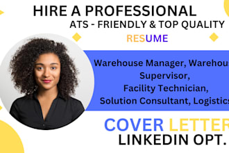 write a professional logistics, warehouse manager, specialist resume