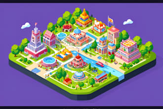 design unique flat vector map illustration, festival, event, city isometric map