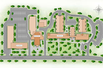 design 2d master plan, site plan, residential commercial site development