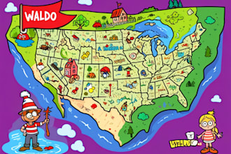 create cartoon vector map like where waldo
