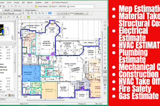 provide mep mechanical electrical plumbing  takeoff construction cost estimation
