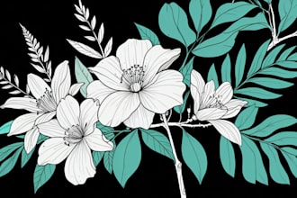 draw line art illustration botanical and flower beautifully