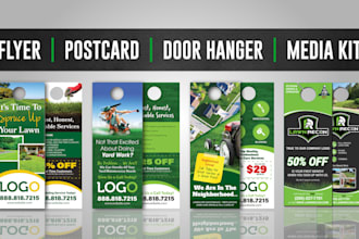 design door hanger, flyer, postcard for landscaping, agriculture, lawn care