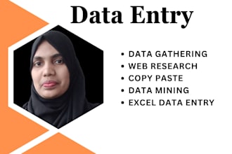 do data entry, virtual assistant, and excel data gathering