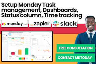setup monday com task management monday dashboards, status column, time tracking