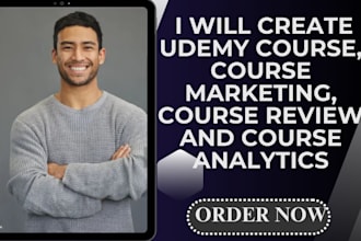create udemy course, course marketing, course review and course analytics