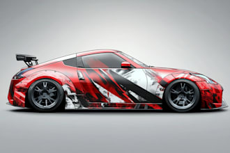 draw car, van, truck, trailer vehicle wrap design