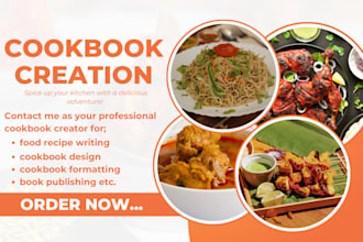 book writer cookbook ghost writer food recipe book creation cookbook design