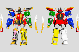 design 3d model super sentai megazord cosplay pattern