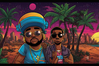 design cartoon album cover, mixtape or single cover art