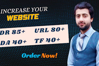increase domain rating ahrefs dr 80, da 40, majestic tf 40 by SEO backlinks