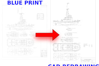 make boat sketch or blueprint into a cad