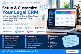 setup lawmatics crm clio grow pipedrive cosmolex CRM surepoint CRM 8am mycase