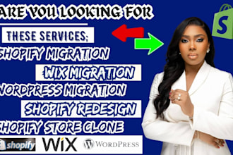 migrate, duplicate or clone wix, wordpress, etsy to shopify store redesign