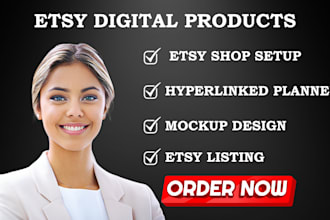 design etsy digital products, hyperlinked planner, etsy hyperlinked planner