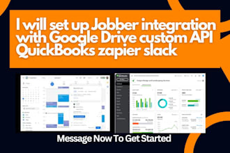 set up jobber integration with google drive custom API quickbooks zapier slack