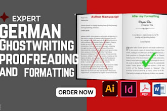 write, translate novel book, romance, typesetting layout book, english to german