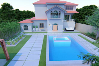 do 3d landscape backyard patio and renderings