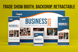 design custom trade show booth, backdrop, retractable and pop up banners
