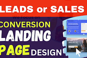 design landing page for webinar funnel, digital products, affiliate website, ads