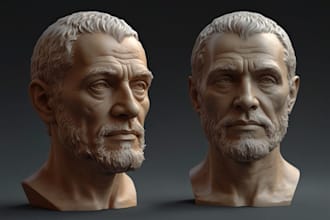 sculpt 3d head model, face model, full model for 3d printing, blender, zbrush