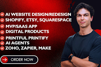 design etsy shopify sqaurespace wix website printful printify digital products