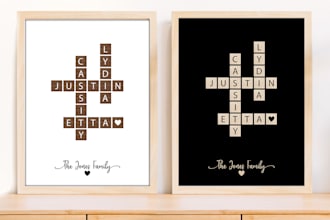 create a personalized crossword puzzle with family names