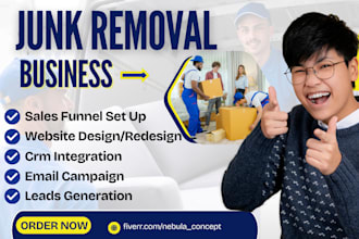 design junk removal website, pressure washing website, lawn cleaning leads