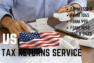 prepare form 1040, 1040 nr, 1065, 1120, 5472, w2,  schedule c, us tax return