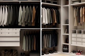 modern interior design and 3d renderings with ikea furniture