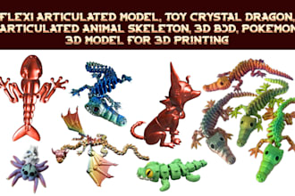 sculpt 3d flexi articulated model 3d bjd articulation toy crystal dragon animal