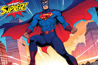 create superhero comic cover in my style