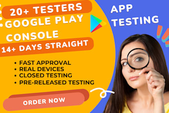 provide 20 testers for google play close app testing