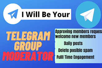 be your telegram group admin or moderator to grow and secure your community