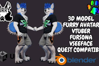 make custom 3d furry vrchat avatar, fursona nsfw model vseface