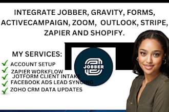 integrate jobber gravity forms activecampaign zoom outlook stripe zapier shopify