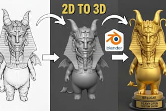 convert 2d to 3d miniature 3d figurine image to 3d picture to 3d model printing