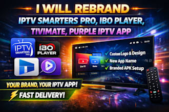 rebrand iptv smarters pro, ibo player, tivimate, purple iptv app
