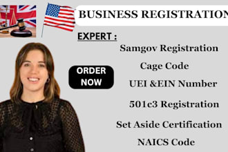 register US llc , UK company registration, sam gov, 501c3 mbe ein cage code uei